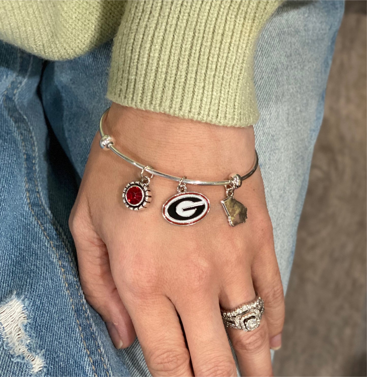 College Teams Cuff Bracelets with Stone & Charms