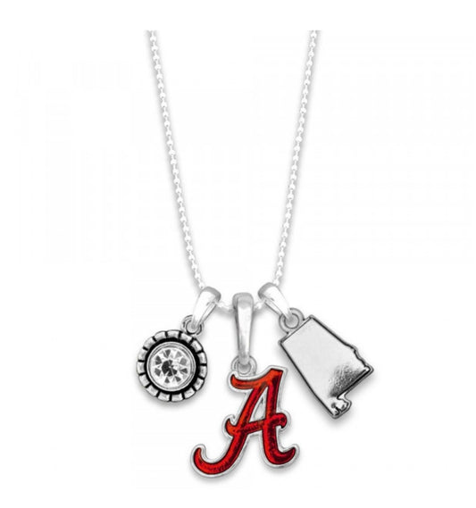 College Teams Necklace with University Logo, Charms & Stone